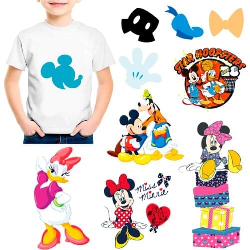 Cartoons Mickey Minnie Cartoons lovely Heat transfer Mickey Mouse Ironing transfer T-shirt hot stickers Clothing patch applique