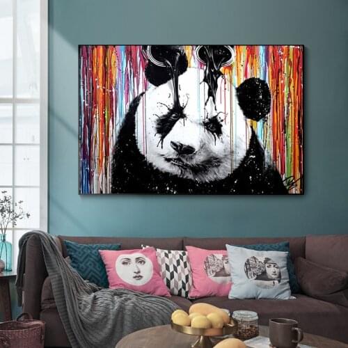 Nordic Home Decoration Wall Modern Graffiti Art Color Panda Painting Canvas Printing Art Painting Living Room Decoration Anime