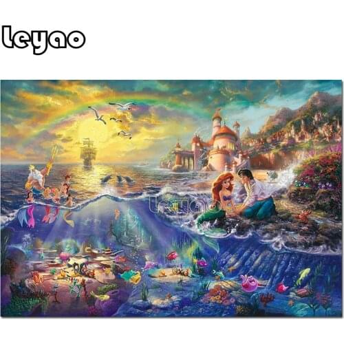 New Home Decor cartoon painting 5D DIY Diamond Painting Cross Stitch Kit mermaid romance love Puzzle Mosaic Diamond Embroidery
