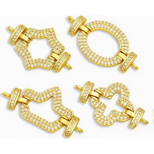 OCESRIO Fashion CZ Jewelry Connectors Bracelet Connector for Jewelry Making Bulk Brass Connector with Double Hole Charms cspa101