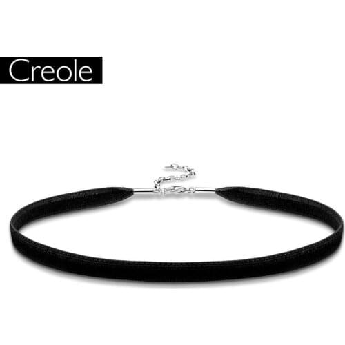 Chokers Necklaces Black Ribbon For Women, Europe Style Trendy Jewelry Gift 925 Sterling Silver Fashion Jewelry Wholesale
