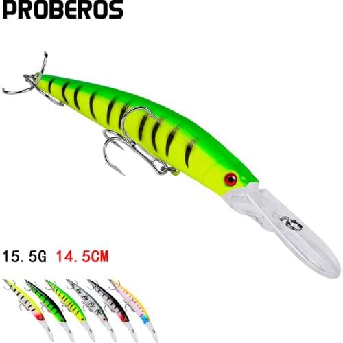 PROBEROS 6Pcs Floating Minnow Baits 14.5cm 15.5g Noisy Fishing Lure Topwater Wobbler Artificial Hard Bait Bass Fishing Tackle