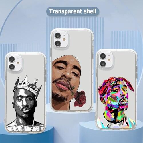 Rapper 2pac singer Phone Case Transparent For iphone 5 5s se 2 6 6s 7 8 12 mini plus X XS XR 11 PRO MAX transparent 3D bumper