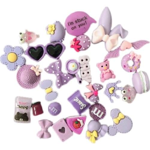 Lovely Croc Charms Shoe Flower Purple Department Finished Shoe Buckle Random Style Charm for Crocs DIY Shoe Accessories