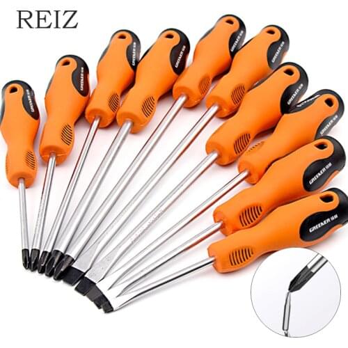 REIZ Precision Screwdriver 6-14 Pcs Set Magnetic Slotted Phillips Bits With Double-Color Handle Household Repair Tool Kits
