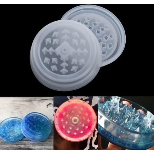 1 Set Crystal Epoxy Resin Mold Tobacco Grinder Leaf Herbal Herb Smoke Spice Crusher Silicone Mould for DIY Crafts Making Tools