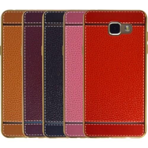 Business Simple Leather Pattern Printed With Silicon Gold Plating Side Phone Bag Case For Samsung Galaxy A5 2016 A510