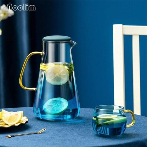 Nordic Glass Cold Kettle Coffee Beverage Bottle Office Tea Pot Heat Resistant Large Capacity Water Pitcher Juice Milk Jug 1.8L