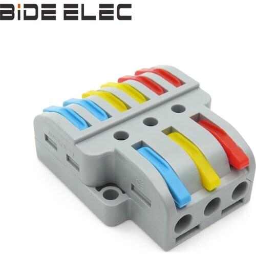 LT-633 10Pcs Gray 3 In 6 Out Mating Sub-Line Wiring Connector Universal Fast Installationg Terminal MAX 4mm2