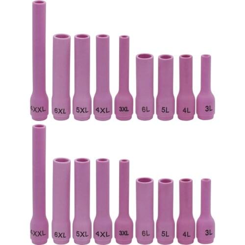 18pcs TIG Welding Torch Long Alumina Ceramic Cup Nozzles Kits 796F70~796F79 For TIG Welding Torch WP SR 9 20 25
