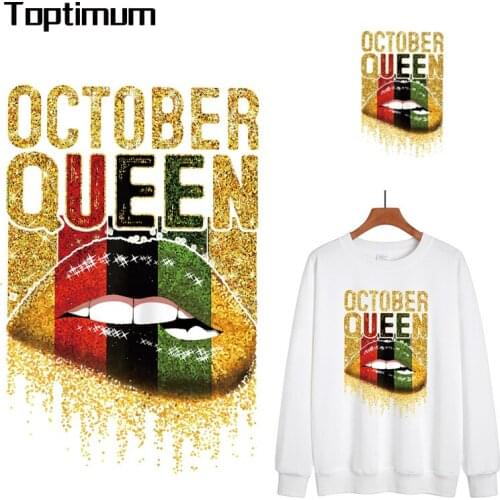 Iron On Transfer Patches For Clothing DIY Washable Women T-shirt Heat Transfer Vinyl Beauty Queen Lips Thermal Clothes Sticker