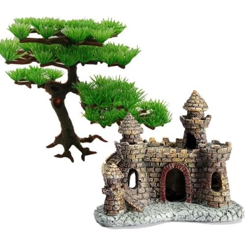 Castle Fish Tank Decorations Aquarium Resin Castle Tower Ornaments Fish Tank Aquarium Accessories Decoration