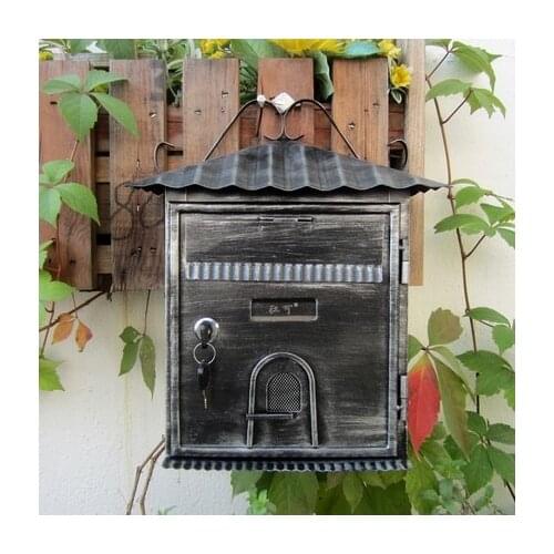 Vintage Villa Mailbox Small House Design For Post Mail Receipt Postbox Home Hanging Decoration Creative Patoral Box With Lock