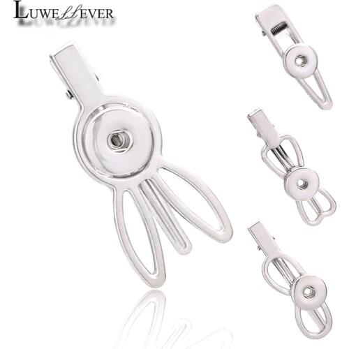 New Cute Leaves Feather 18mm Snap Button Hair Clips 017 Barrettes Charms Fashion Jewelry For Women Girl Teenagers Gift