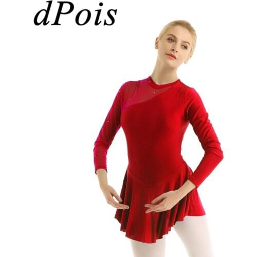 Women Ballet Dress Female Long Sleeve Turtleneck Adult Ballet Gymnastics Leotard Dress Skating Skirt Dresses Sexy Dance Costume