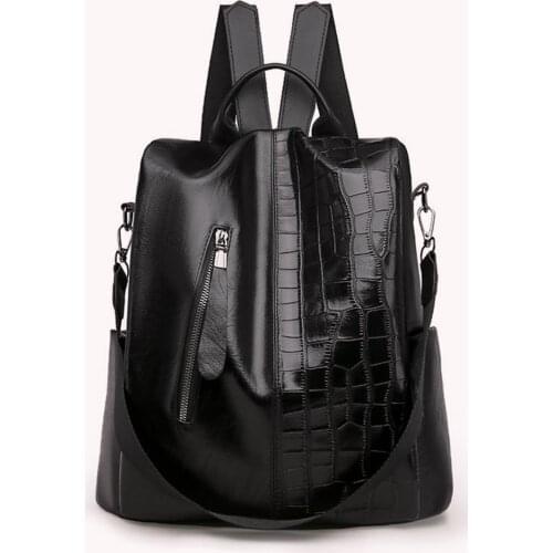 Female Backpacks PU leather Women Rucksack Large Capacity School College Bags Anti-theft Travel Backpack Big Shoulder Bags Black
