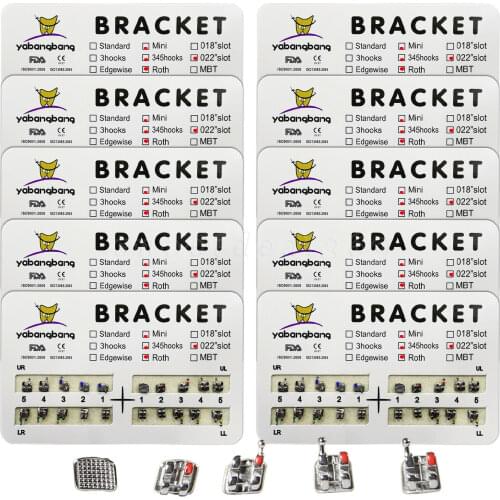 20 Packs/400 PCS Dental Orthodontic Metal Braces Bracket Mini Roth 022"Slot 3 4 5 Hooks Used For Orthodontic Dental Treatment