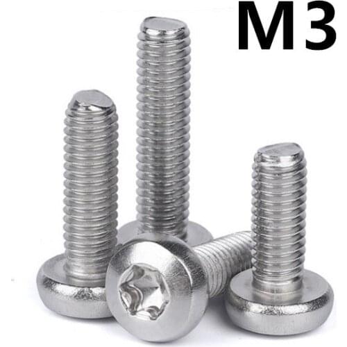 200pcs/lot M3x4/5/6/8/10/12/16/20/25/30mm GB2672 ISO14583 Stainless steel pan head torx screw six-lobe machine screws