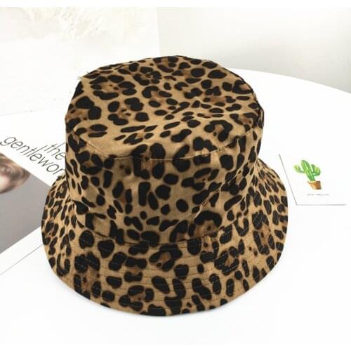 Leopard print Two sides Bucket Hat Fisherman Hat outdoor travel hat Sun Cap Hats for men and Women 113