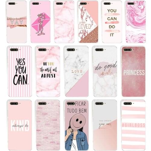 211SD Chic Pink Marble Pretty design Soft Silicone Tpu Cover Case for huawei Honor 7c 7x 7a pro 7x P20 Nova 2i 3i