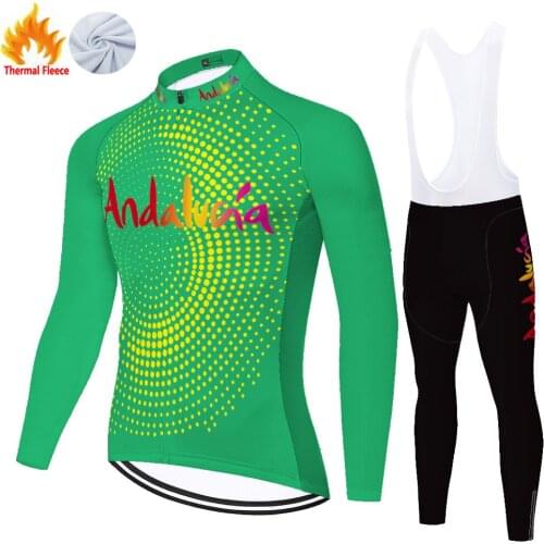 Andalucia Winter Thermal Fleece Masculina Camiseta Conjunto Masculino Equipacion Ropa Maillot Ciclismo Tricota Ciclismo Hombre