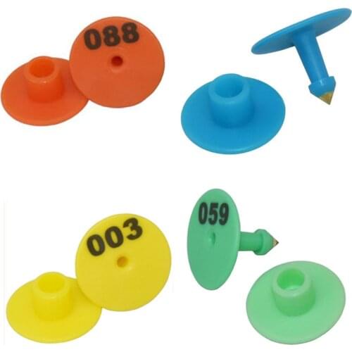 Pig Sheep Rabbit Cattle Ear Tag Signs With 001-100 Word Ear Laser Typing Copper Head Earrings Farm Animal Identification Card