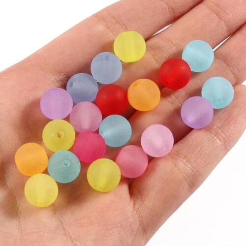 6/8/10mm Transparent Mixed Acrylic Plastic Beads Round Ball Candy Neon Frosted Loose Spacer Bead For Jewelry Making Diy Bracelet