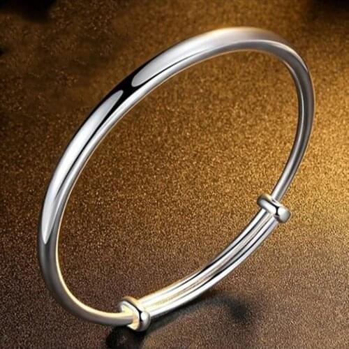 Classical Simple Fashion 925 Sterling Silver Adjustable Smooth Bracelets & Bangles Pulseras For Women Jewelry