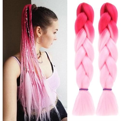 CLong Jumbo Braids Kanekalon 24 Inch Color Braiding Synthetic Hair Extensions Braid Hair for 100 Colors Heat Resistant Fiber