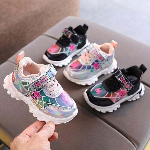 Disney Childrens Sports Shoes Cartoon Spiderman PU Non-Slip Kids Sneakers Soft Bottom Boys Casual Shoes Womens sports shoes