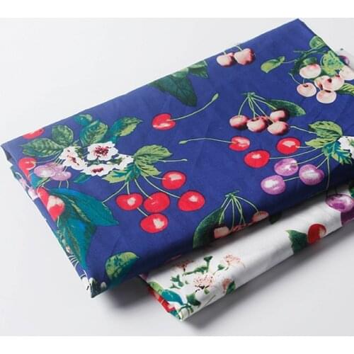 HLQON cotton sateen Two color colorful cherries fabric for sewing women clothing upholstery tissue wedding dress patchwork DIY