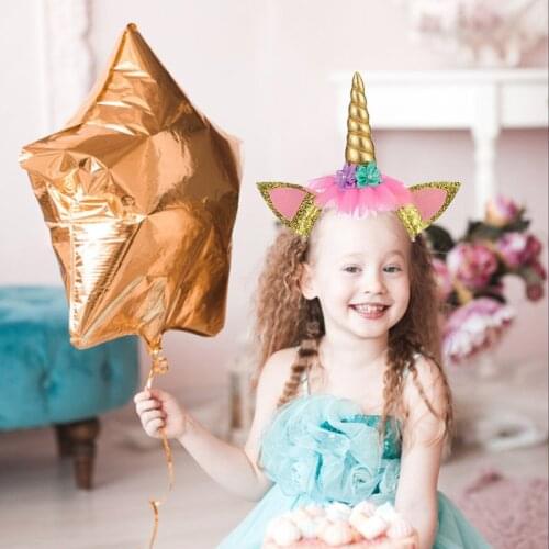 JQSYRISE 1Pcs Unicorn Horn Headband Girl Birthday Party Hair Accessories Flower Crown Headwear Photo Props Festival Supplies