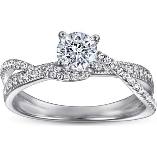 Fashion 100% 925 Sterling Silver Ring Round Cut Created Moissanite Gemstone Wedding Engagement Rings Fine Jewelry Wholesale