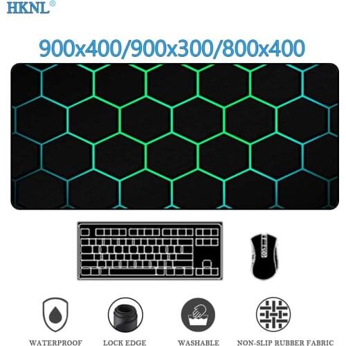 Pc gamer deskpad Office Rug Computer gaming accessories black deskmat Large mousepad honeycomb mat Carpet blue Mouse Pad 900x400