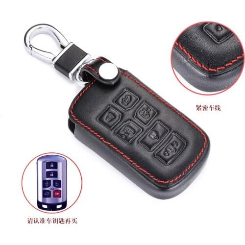 Leather Car Key Cover Case For Toyota Sienna 2011-2020 Key Tacoma Tacoma Smart Keyless Remote Keychain Protector 6 Button