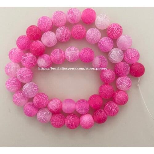 Natural Stone Frost Crab Magenta Agates Round Loose Beads 6 8 10 12MM Pick Size For Jewelry Making