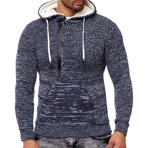 Mens Jumpers Sweaters Autumn Winter New Casual Solid Hooded Knitted Sweater Men Full Sleeve Pullover Men Oversized Sweater S-5XL