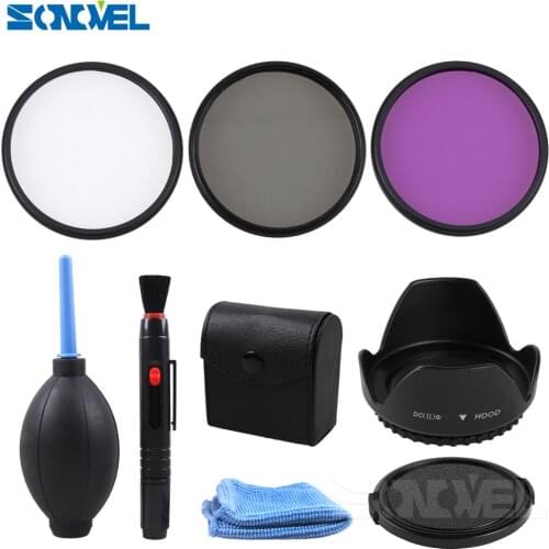 49/52/55/62/67/72/77/82/58mm UV FLD CPL Circular Polarizing Filter Kit Set+Lens hood+Lens Cap+Cleaning kit For Canon Sony Nikon