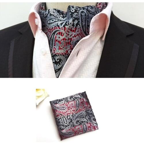 2020 Gentlemen Ascot Handkerchief Set Wedding Party Cravat Tie for Suits