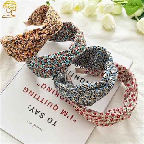 New Floral Cross Edge Headband Versatile Wide Edge Internet Celebrity Ins Girl Headband Hair Clip Headdress