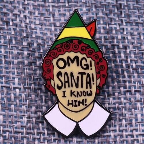 OMG! Santa! I know him! Badge will ferrell Brooch Merry Christmas Gift