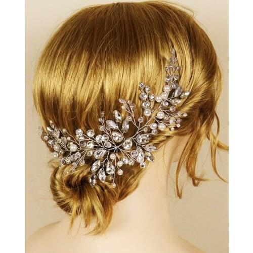 Trendy Silver Women Hairpieces Rhinestones Bridal Headbands Handmade Crystal Headdresses for hair Bride Wedding Hair Accessories