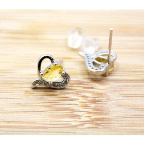 S925 sterling silver Heart shape Micro CZ pave stud earring red green blue purple yellow cubic zircon stud earrings for girl