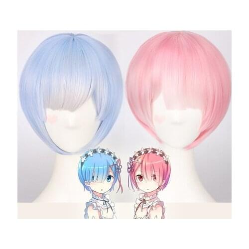 Formed Color REM Cosplay Wig Or RAM Cosplay Wigs Re: zero Start Life In Another World Play Costume Halloween Costumes