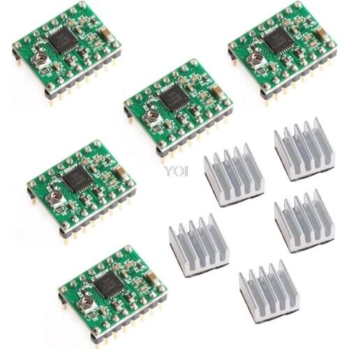 5Pcs A4988 StepStick Stepper Driver+Heatsink for Reprap Pololu 3D Printer Red Motor Driver -B119