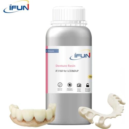 IFUN 3D Printer Resin For 405nm UV Cure Rapid 3D Printing Liquid Photopolymer Resistance Dental Mold Resin 500g