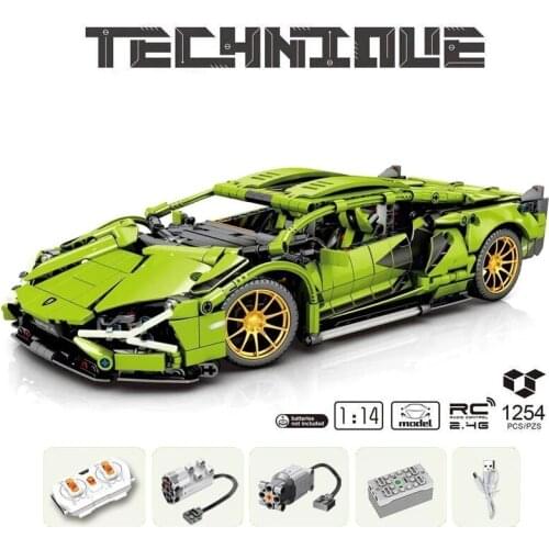 Super Racing Car 1:14 Lamborghinis Sian Building Blocks Electric Remote Control Bricks Educational Toy Boy Gift