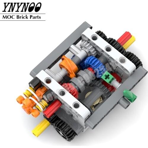 Technical Compact Symmetrical 4 Speed AWD Gearbox with Differential Lock Engine High-Tech Building Blocks Bricks Model DIY Toys