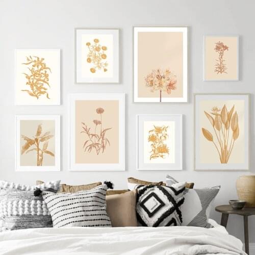 Vintage Lily Chrysanthemum Abstract Plant Wall Art Canvas Painting Nordic Posters And Prints Wall Pictures For Living Room Decor