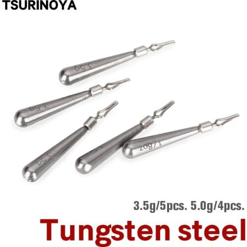 TSURINOYA Tungsten Skinny Drop Shot Weights 3.5g 5.0g Downshot rig lure Accessories soft lure Crank Tool High sensitivity